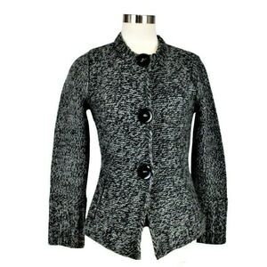 Sweater Jacket Chunky Knit Snap Closure Grannycore Oversized Button Gray Size SM